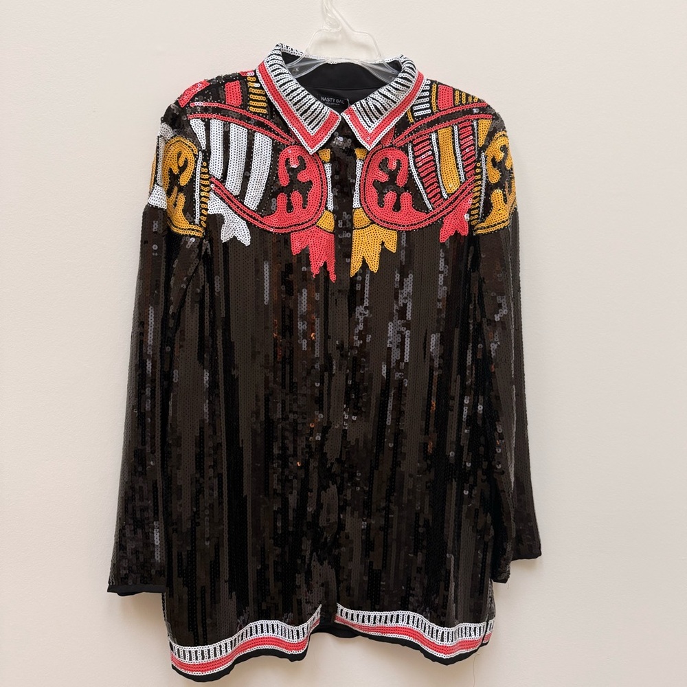 Nasty Gal Multicolor Sequin Patterned Blouse - Picture 4 of 9